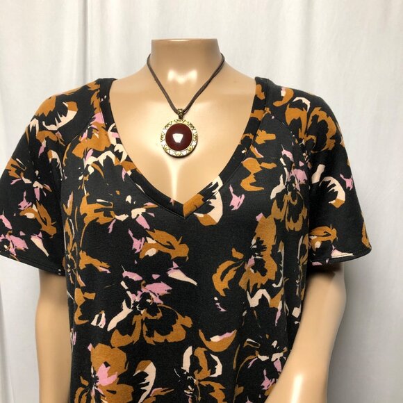 Nine West Dress Womens Size XL Floral Print V-Neck Comfy Short Sleeve - Picture 2 of 8